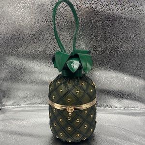 NWT Olive Green Pineapple Top Handle Clutch